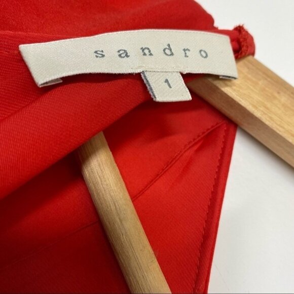 Sandro Paris Red Ruffle Mini Dress Women Size Small - Picture 7 of 10